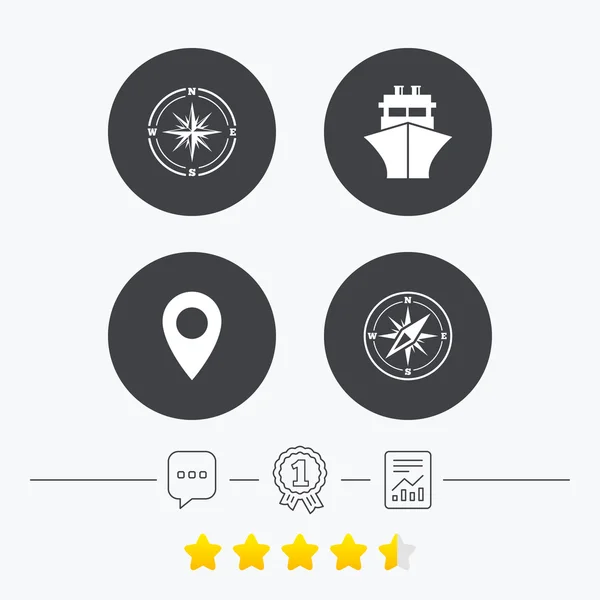 Navigation, compass, shipping delivery icons — 스톡 벡터