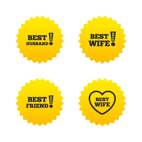 Best wife, husband and friend icons. — Stock Vector