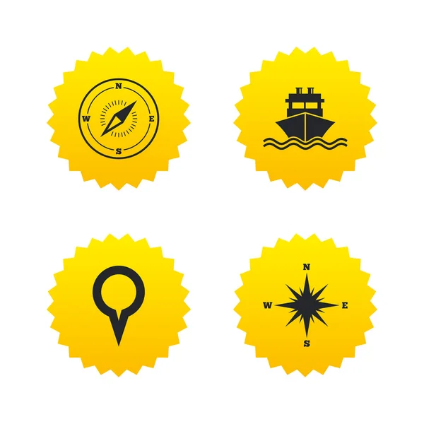 Navigation, compass, shipping, delivery icons — Stock vektor