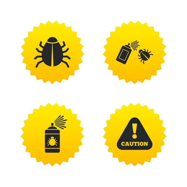 Bug disinfection, Caution icons. — Stock vektor
