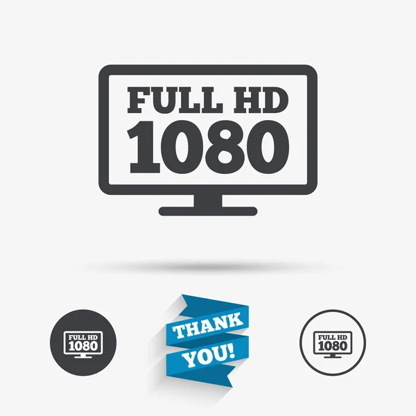 ทีวีจอแบนแบบ Full HD สัญลักษณ์ 1080p . — ภาพเวกเตอร์สต็อก
