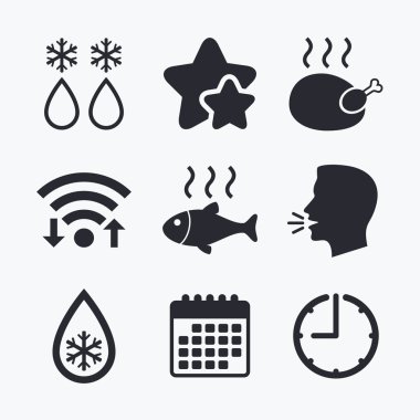 Damla ve kar tanesi buz çözme. Balık, tavuk.