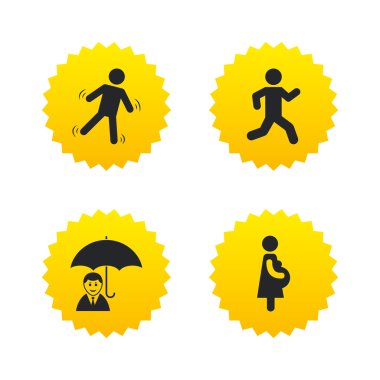 Şemsiye ile iş adamı. İnsan çalışan sembolü.