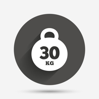 ağırlık işareti simgesi. 30 kilogram (kg). Spor sembolü