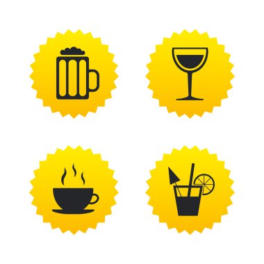 İşaretler içer. Kahve fincanı, bardak bira simgeler.