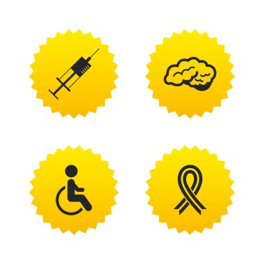 Tıp simgeler. Devre dışı, şırınga, beyin.