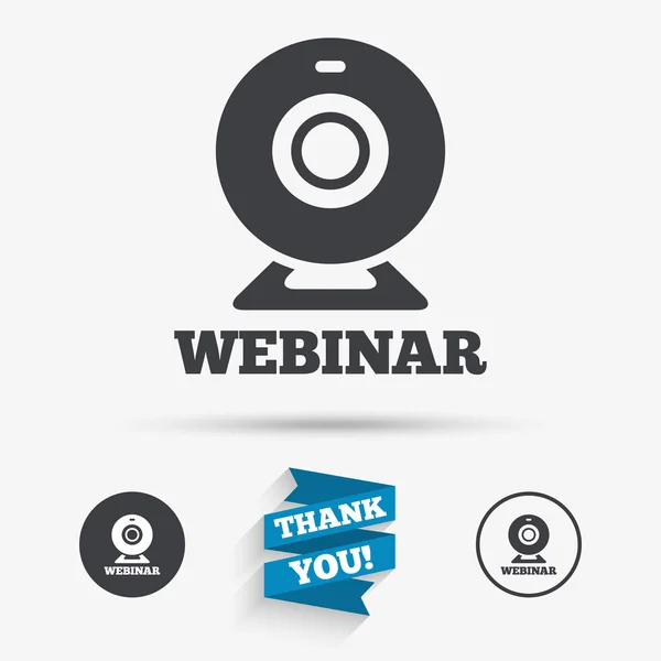 Webinar web camera sign icon. Online Web study. — Stock Vector