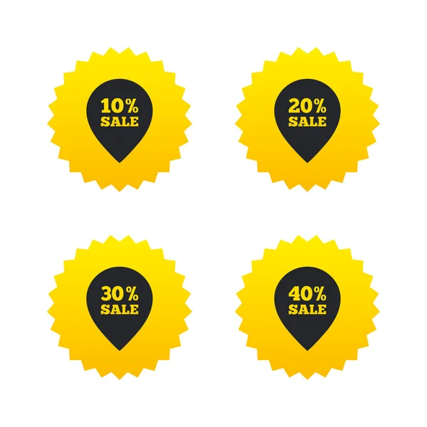 Ícones de tag de ponteiro de venda. Símbolos de desconto . — Vetor de Stock
