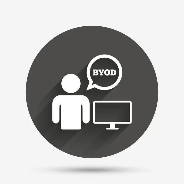 Icône de signe BYOD. Apportez votre propre symbole d'appareil . — Image vectorielle