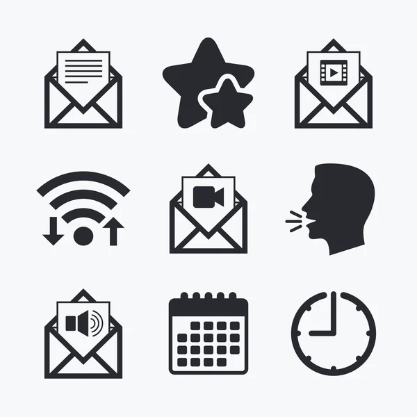 Icone della busta postale. Simboli del documento messaggio . — Vettoriale Stock
