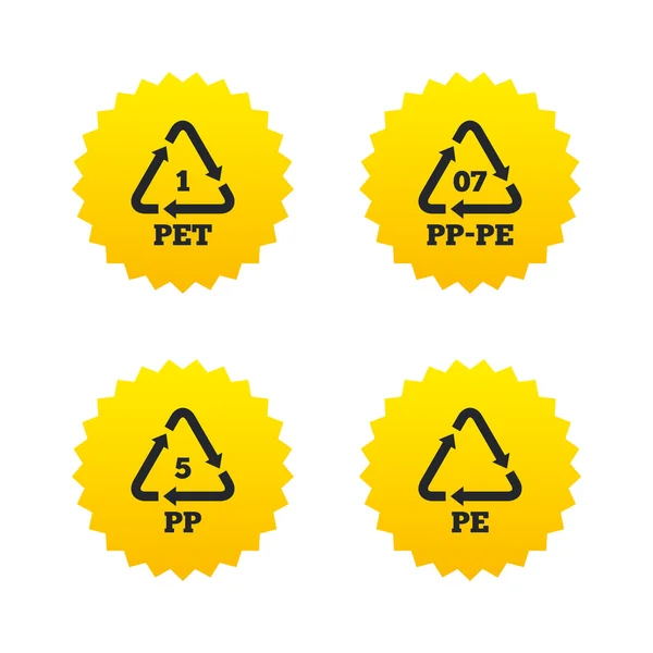 PET, PP-pe y PP. Tereftalato de polietileno — Vector de stock