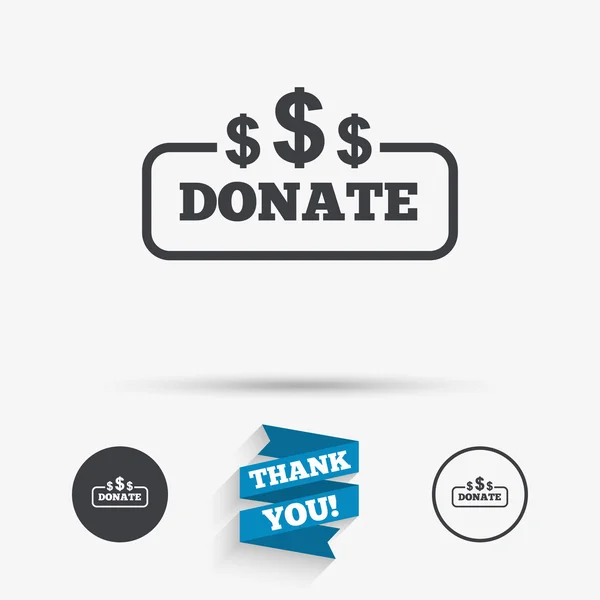 Donate sign icon. Dollar usd symbol. — Stock Vector