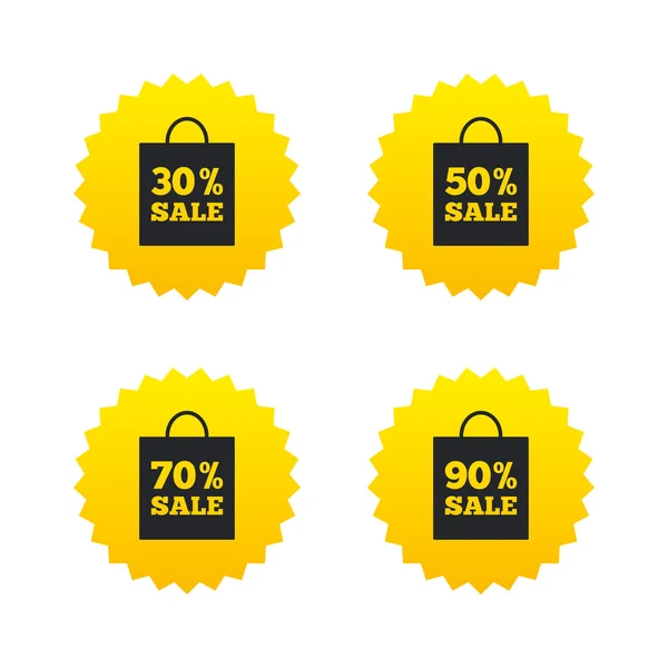 Sale bag tag icons. Discount symbols. — Stock Vector