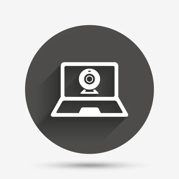 Video chat icono de signo portátil. Webcam hablar . — Archivo Imágenes Vectoriales