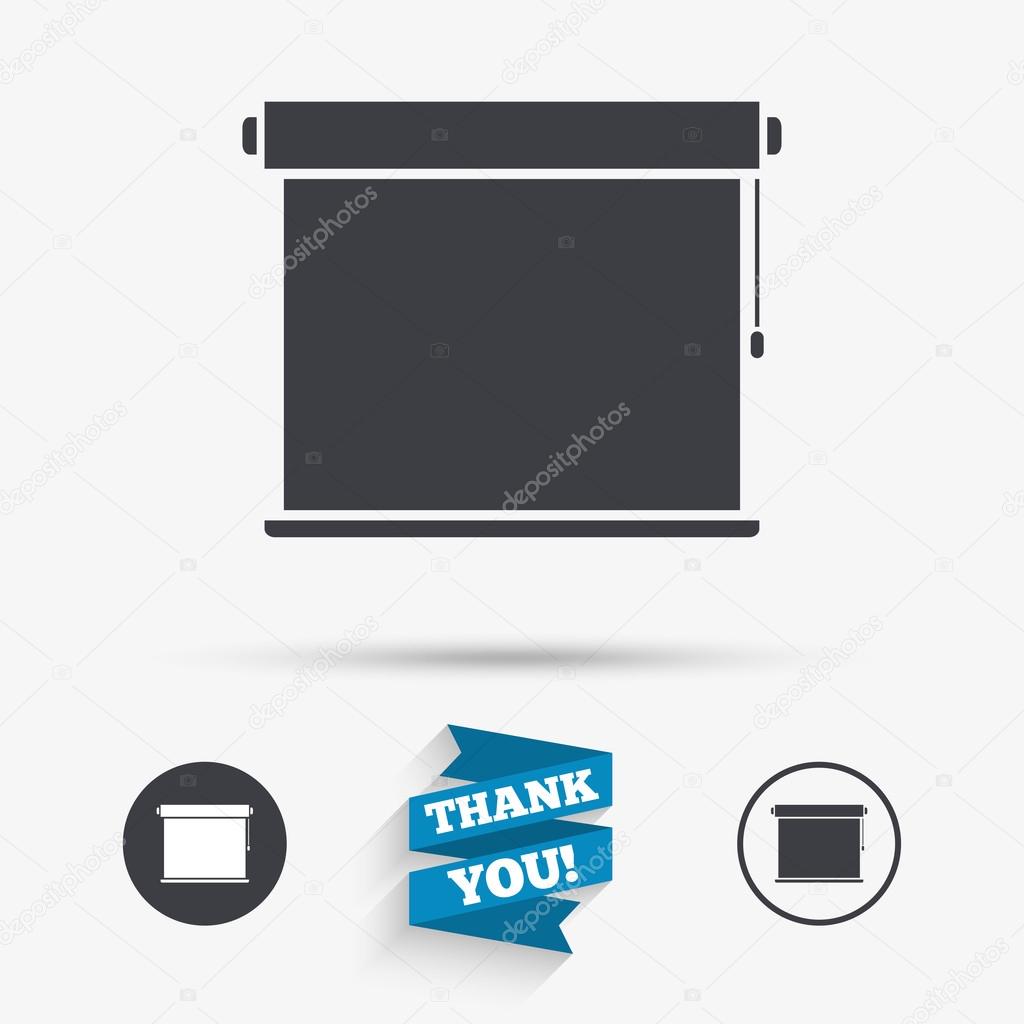 Louvers rolls sign icon. Window blinds or jalousie symbol. Flat icons. Buttons with icons. Thank you ribbon. Vector