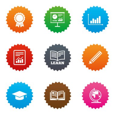 Eğitim ve öğrenim ikonu. Sunum işaretleri.