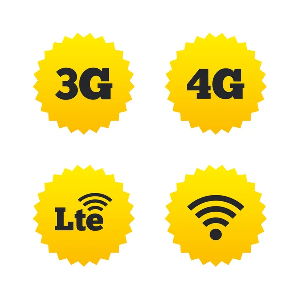 Ícones de telecomunicações móveis. 3G, 4G e LTE . —  Vetores de Stock