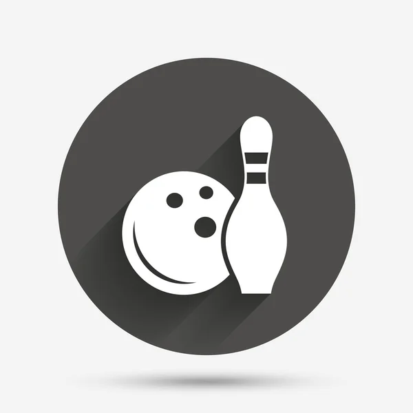 Bowling-Spiel Zeichen-Symbol. Ball mit Kegelnadel. — Stockvektor