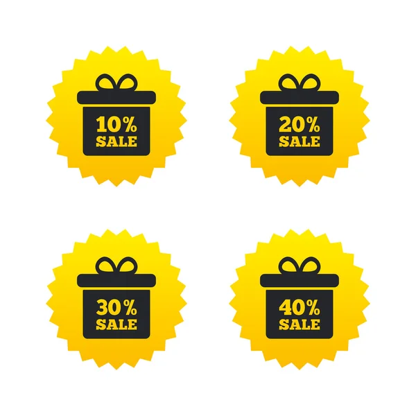 Sale gift box tag icons. Discount symbols. — Stock Vector