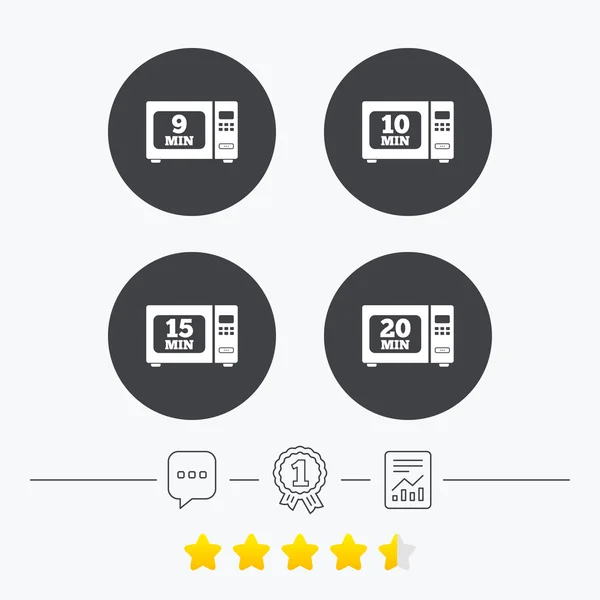 Magnetron oven pictogrammen. koken in elektrisch fornuis. — Stockvector