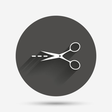 makasla kesme çizgi işareti simgesi. terzi sembolü.