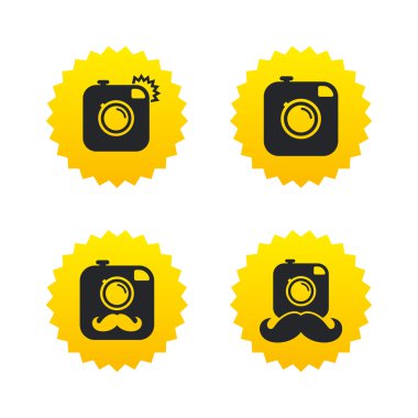 yenilikçi fotoğraf makinesi ile bıyık kutsal kişilerin resmi.