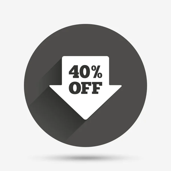 40 percent sale arrow tag sign icon. — Stock Vector