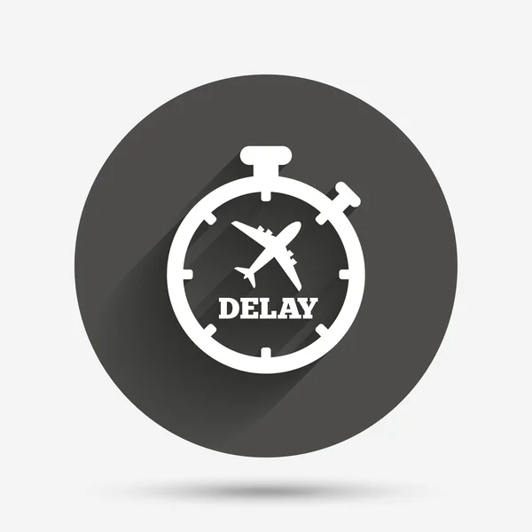 Delayed flight sign icon. Airport delay symbol. — Stock Vector