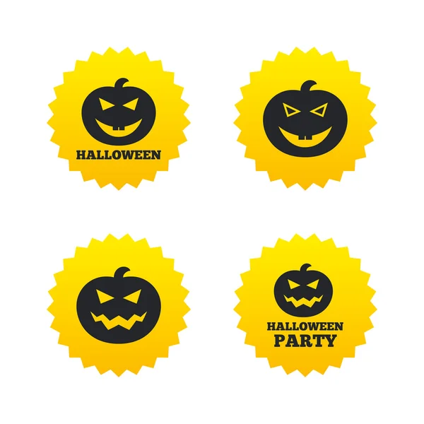 Halloween party icons. Pumpkin symbol. — Stock Vector