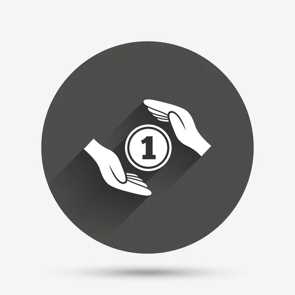 Schutzgeldzeichen-Symbol. Hände schützen Bargeld. — Stockvektor