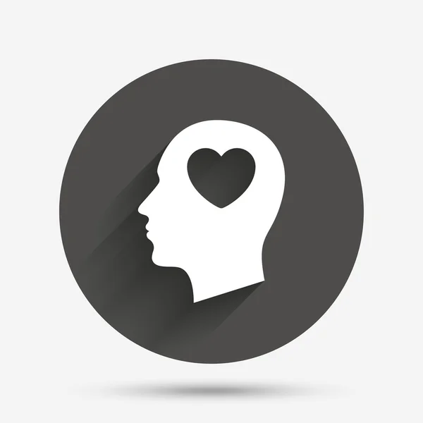 Head with heart sign icon. Male human head. — Stock Vector