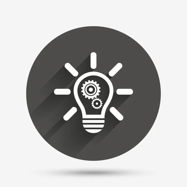 Light lamp sign icon. Bulb with gears symbol. — Stock Vector