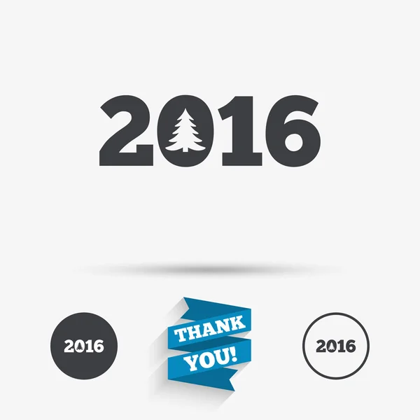 Šťastný nový rok 2016 ikona podpisu. Kalendářní datum. — Stockový vektor