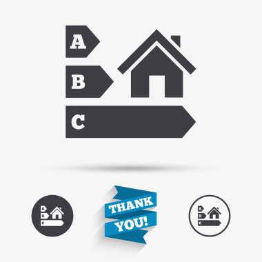Energy efficiency icon. House building symbol clipart