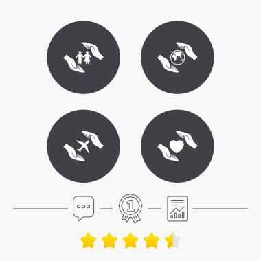 Eller sigorta simgeler. İnsan hayat sigortası.