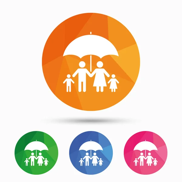 Icône d'assurance familiale complète. Symbole de parapluie . — Image vectorielle