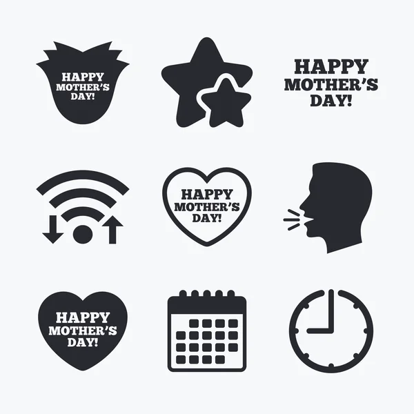 Feliz Día de las Madres iconos. Mamá amor símbolos . — Archivo Imágenes Vectoriales