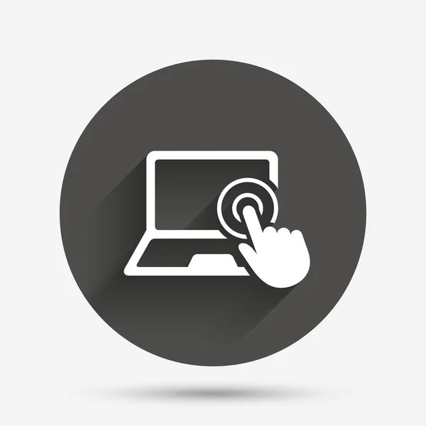 Touchscreen-Laptop-Schild. Zeiger-Symbol. — Stockvektor
