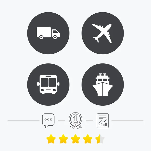 Транспорт ікон. Вантажівка, літак, автобус і корабель. — стоковий вектор