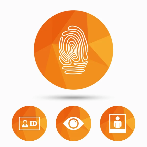 Identity ID card badge icons. Eye symbol. — Stock Vector