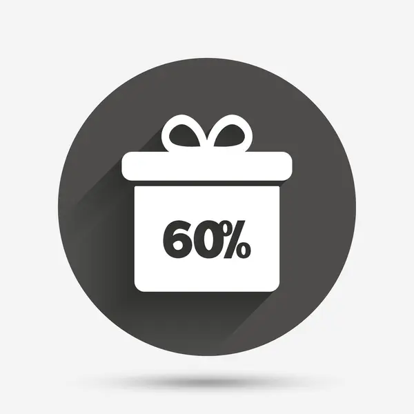 60 percent sale gift box tag sign icon. — Stock Vector