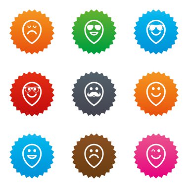 Simgeler gülümse. Güneş gözlüğü, bıyık ve gülüyor.