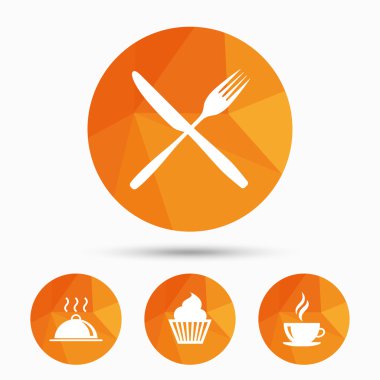 Gıda simgeler. Kek cupcake sembolü. Çatal, bıçak.