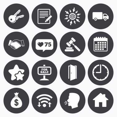 Gayrimenkul açık artırma simgeler. El sıkışma, Satılık.