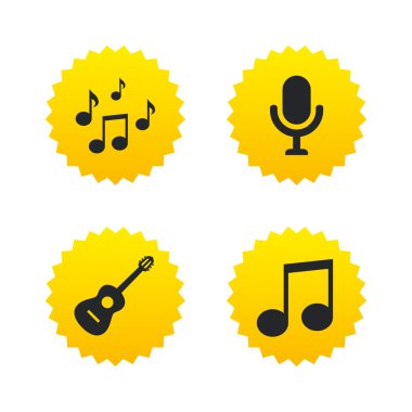 Müzik simgeler. mikrofon, akustik gitar.
