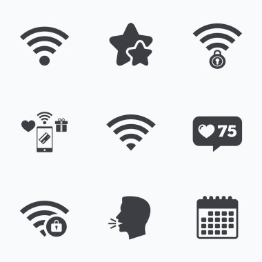 Wifi kablosuz ağ kutsal kişilerin resmi. Wi-fi bölgesi kilitli.