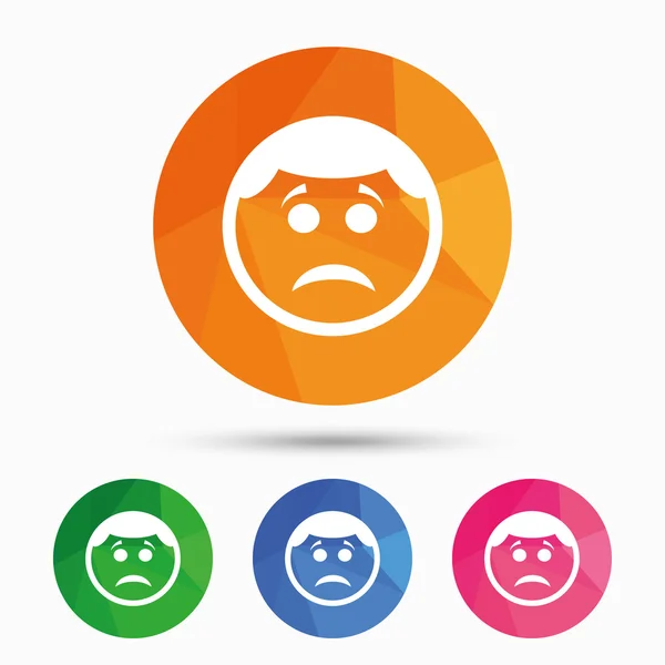 Sad face sign icon. Sadness symbol. — Stock Vector