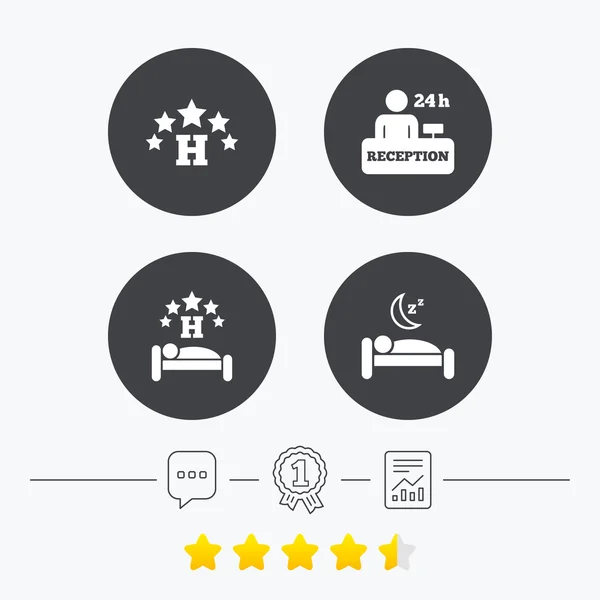 Five stars hotel icons. Travel rest place. — Stock Vector