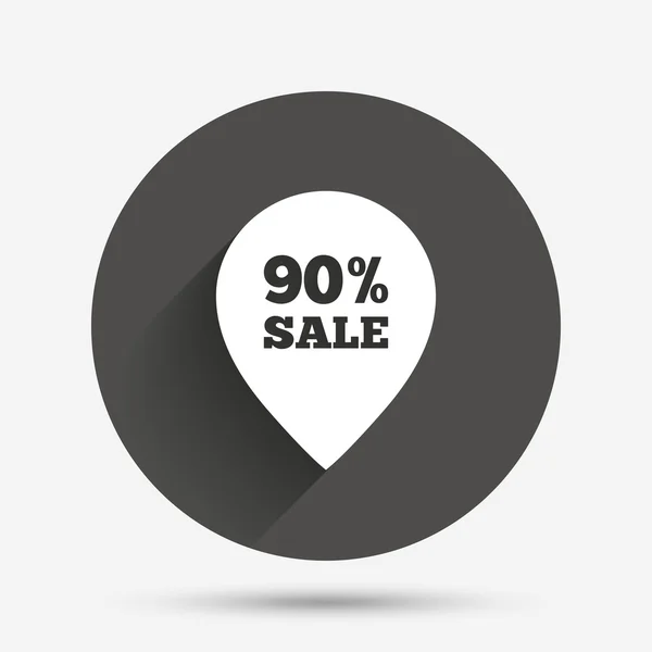 90 procent verkoop aanwijzer labelpictogram teken. — Stockvector
