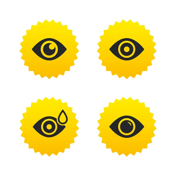 Eye signs. Eyeball with water drop symbols. — Stock Vector